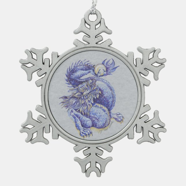 Ornement Flocon De Neige Dragon bleu (Devant)