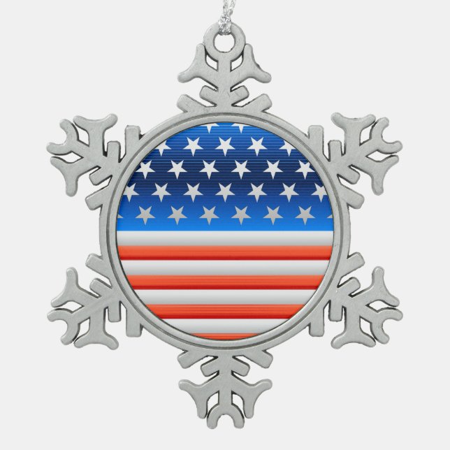 Ornement Flocon De Neige Drapeau américain (Devant)