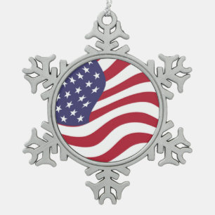 ORNEMENT FLOCON DE NEIGE DRAPEAU AMÉRICAIN