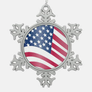 ORNEMENT FLOCON DE NEIGE DRAPEAU AMÉRICAIN