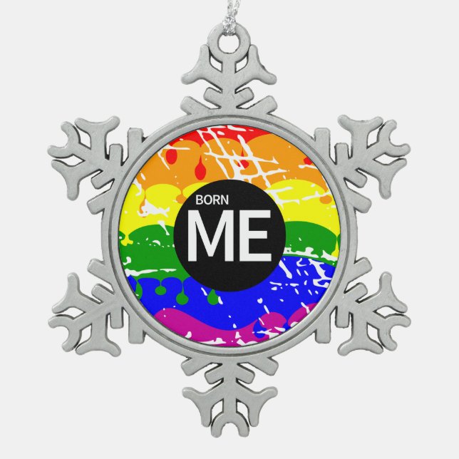 Ornement Flocon De Neige Drapeau Arc-En-Ciel Gay Né Ainsi (Devant)