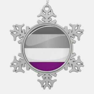 Ornement Flocon De Neige Drapeau asexuel brillant rond de fierté