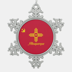 Ornement Flocon De Neige Drapeau d'Albuquerque, Nouveau-Mexique Snowflake P
