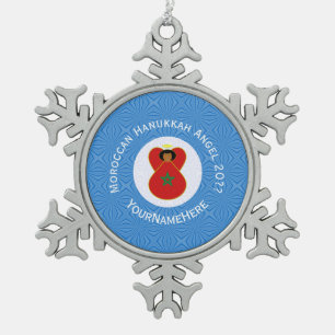 Ornement Flocon De Neige Drapeau d'ange de Hanukkah marocain personnalisé