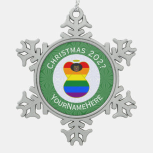 Ornement Flocon De Neige Drapeau d'ange noir de Gay Pride personnalisé pour