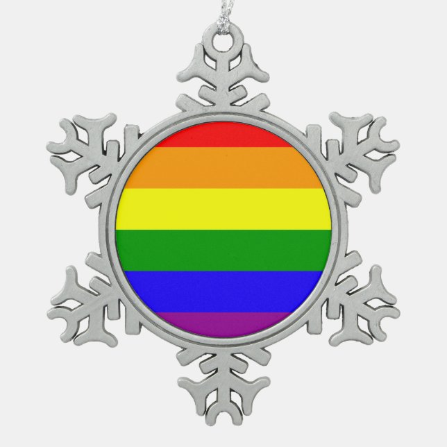 Ornement Flocon De Neige Drapeau d'arc-en-ciel (Devant)
