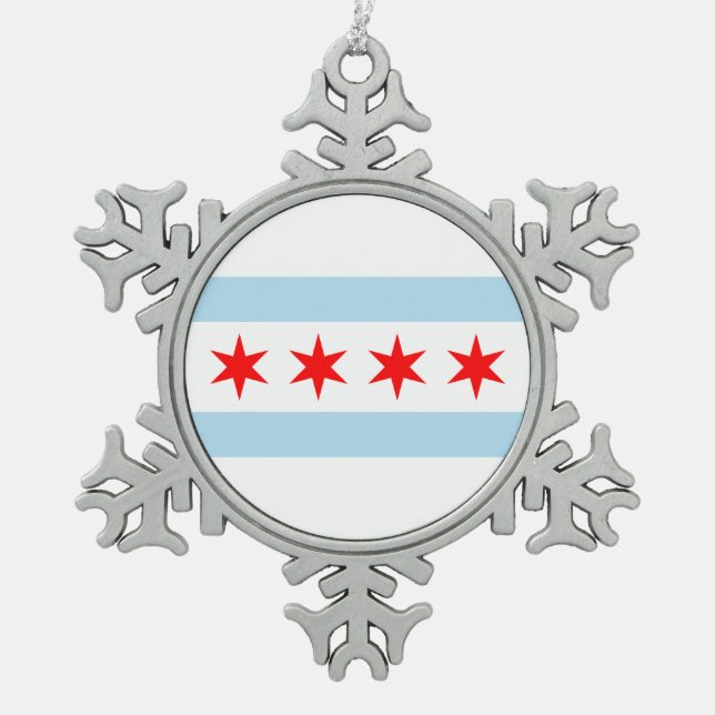 Ornement Flocon De Neige Drapeau de Chicago, Illinois (Devant)