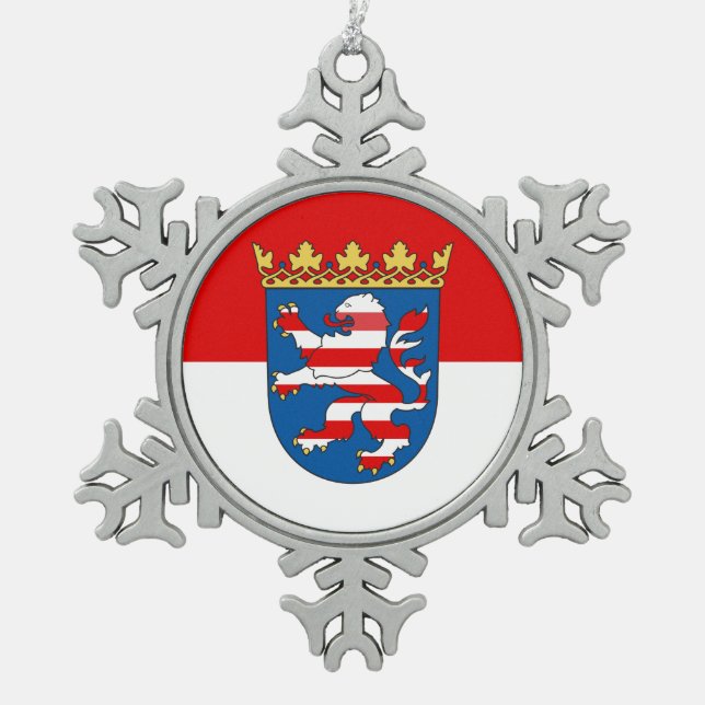Ornement Flocon De Neige Drapeau de Hesse Snowflake Ornament de Noël de l'é (Devant)
