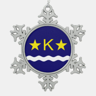 Ornement Flocon De Neige Drapeau de Kinshasa, Congo Flacon de neige Noël
