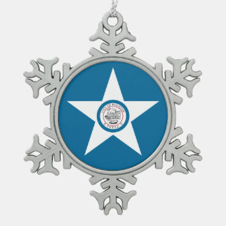 Ornement Flocon De Neige Drapeau de la ville de Houston, Texas Snowflake Pe