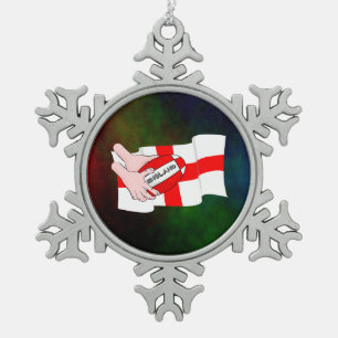 Ornement Flocon De Neige Drapeau De L'Équipe D'Angleterre De Rugby À Balles