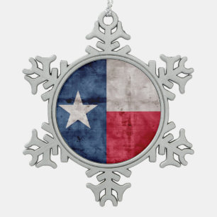 Ornement Flocon De Neige Drapeau de l'État du Texas vintage patiné