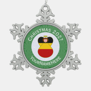 Ornement Flocon De Neige Drapeau de Noël ange allemand personnalisé 