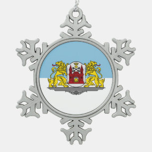 Ornement Flocon De Neige Drapeau de Riga, Lettonie Flacon de neige Noël ou