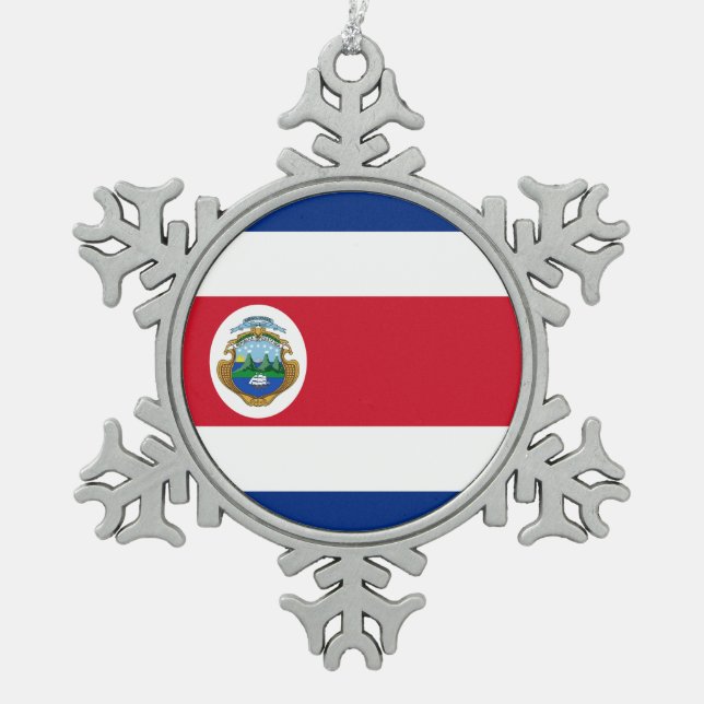 Ornement Flocon De Neige Drapeau du Costa Rica (Devant)