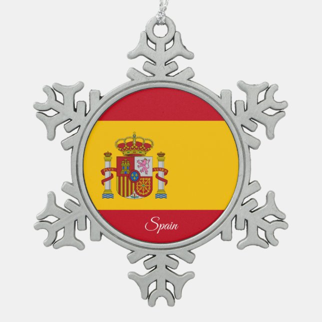 Ornement Flocon De Neige Drapeau espagnol (Devant)