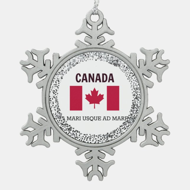 Ornement Flocon De Neige Drapeau et devise du Canada (Devant)