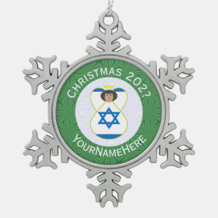 Ornement Flocon De Neige Drapeau israélien Noël Ange Nom Année