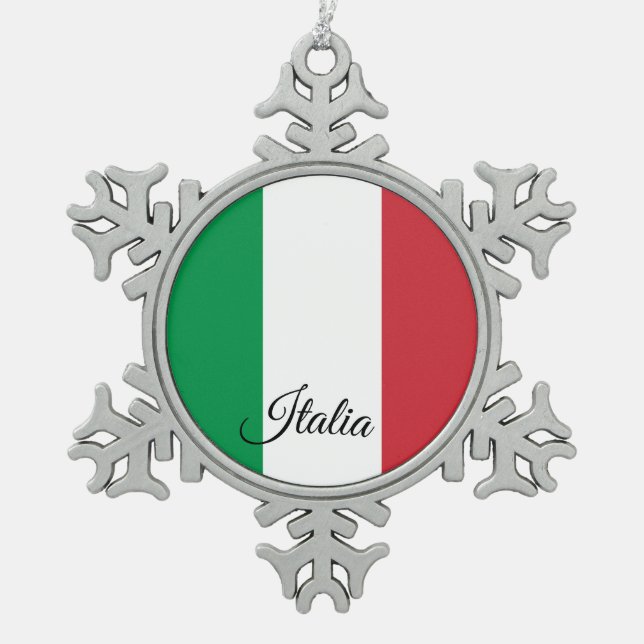 Ornement Flocon De Neige Drapeau italien (Devant)