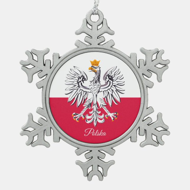 Ornement Flocon De Neige Drapeau polonais de Pologne (Devant)