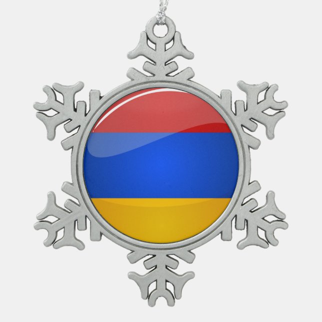 Ornement Flocon De Neige Drapeau rond brillant de l'Arménie (Devant)