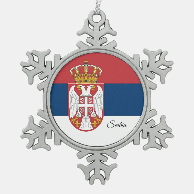 Ornement Flocon De Neige Drapeau serbe (Devant)