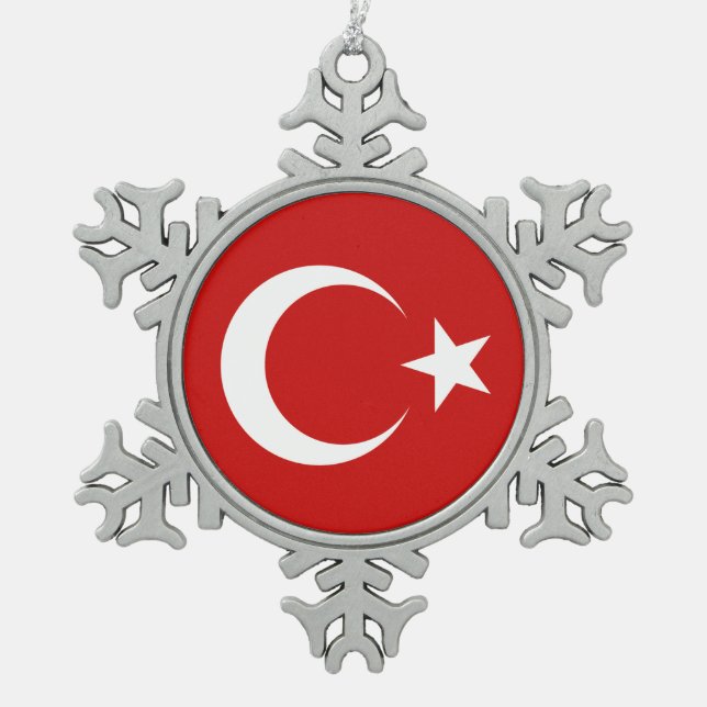 Ornement Flocon De Neige Drapeau turc (Devant)