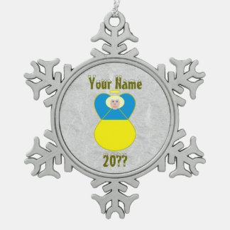 Ornement Flocon De Neige Drapeau ukrainien ange cheveux blonds