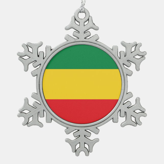 Ornement Flocon De Neige Drapeau vert, or (jaune) et rouge (Devant)