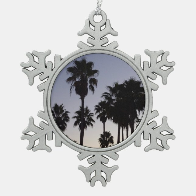 Ornement Flocon De Neige Dusk avec palmiers Scène tropicale (Devant)