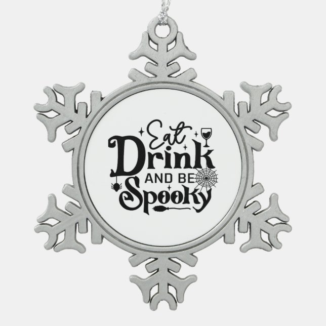Ornement Flocon De Neige Eat Drink And Be Spooky Retro Classic (Devant)