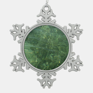 Ornement Flocon De Neige Eau au-dessus de l'herbe marine II (bleu et vert) 