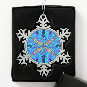 ORNEMENT FLOCON DE NEIGE EAU BLEU GLACE
