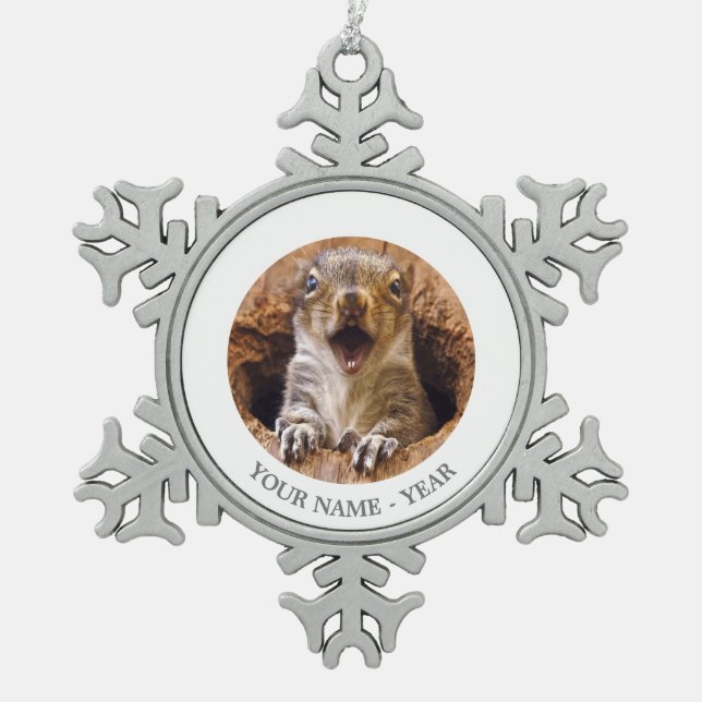 Ornement Flocon De Neige Écureuil choqué (Devant)