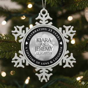 Ornement Flocon De Neige Élégant 25e anniversaire de Mariage d'argent