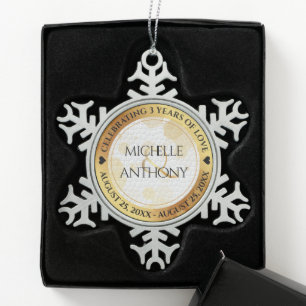 Ornement Flocon De Neige Élégant 3ème anniversaire de Mariage en cuir