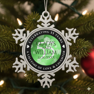 Ornement Flocon De Neige Élégant 55e anniversaire de Mariage d'émeraude
