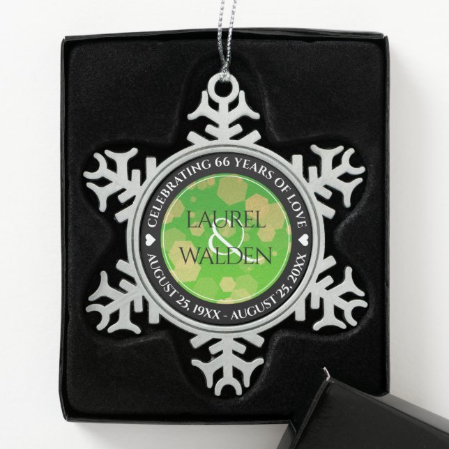 Ornement Flocon De Neige Élégant 66ème anniversaire de Mariage Titanite (Boîte)
