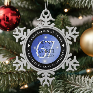 Ornement Flocon De Neige Élégant 67e anniversaire Mariage de Star Sapphire