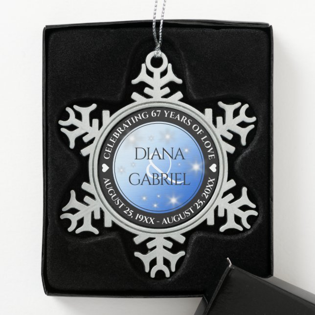 Ornement Flocon De Neige Élégant 67e anniversaire Mariage de Star Sapphire (Boîte)