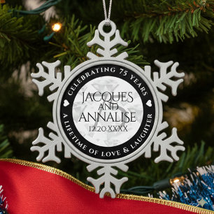 Ornement Flocon De Neige Élégant 75e anniversaire de Mariage de diamant