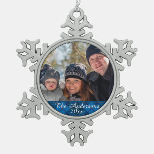 Ornement Flocon De Neige Élégant et moderne Tartan Plaid Photo personnalisé