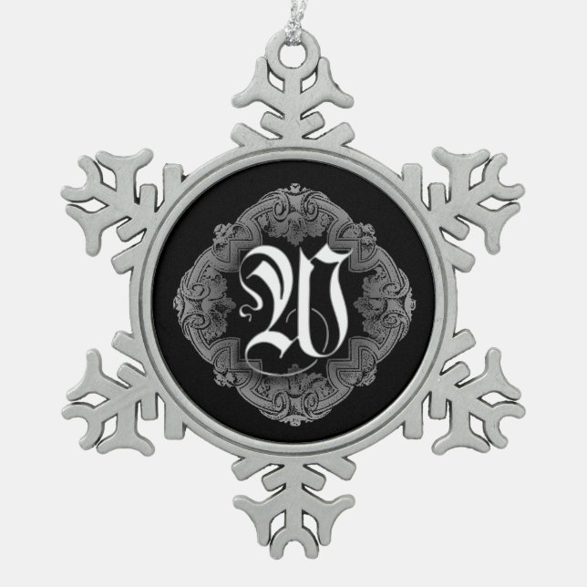Ornement Flocon De Neige Élégant Goth Initial W Snowflake Ornament (Devant)