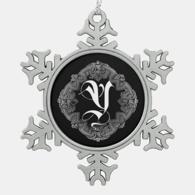 Ornement Flocon De Neige Élégant Goth Initial Y Snowflake Ornament (Devant)