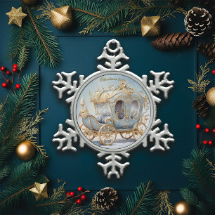 Ornement Flocon De Neige Élégant Jeu de Noël bleu et or Coach
