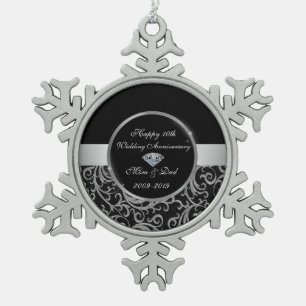 Ornement Flocon De Neige Élégant Mariage 10e anniversaire de l'argent