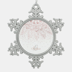 Ornement Flocon De Neige Elégant rose en or mandala confetti design
