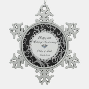 Ornement Flocon De Neige Élégant tourbillons Diamants 10e anniversaire Mari