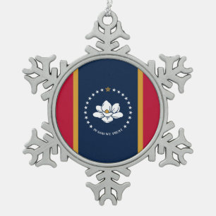 Ornement flocon de neige en étain avec drapeau du