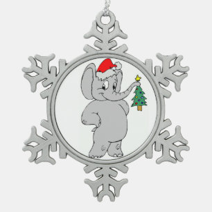 Ornement flocon de neige en étain/Éléphant de Noël